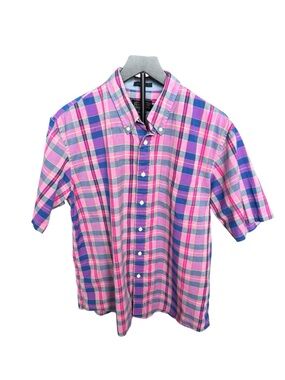 Pendleton Seaside Plaid Button Down Shirt Pink Blue Preppy Coastal